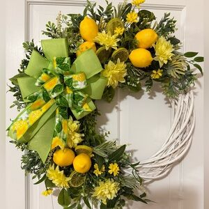 Fresh Lemon Holiday Wreath - Green & Yellow Door Accent